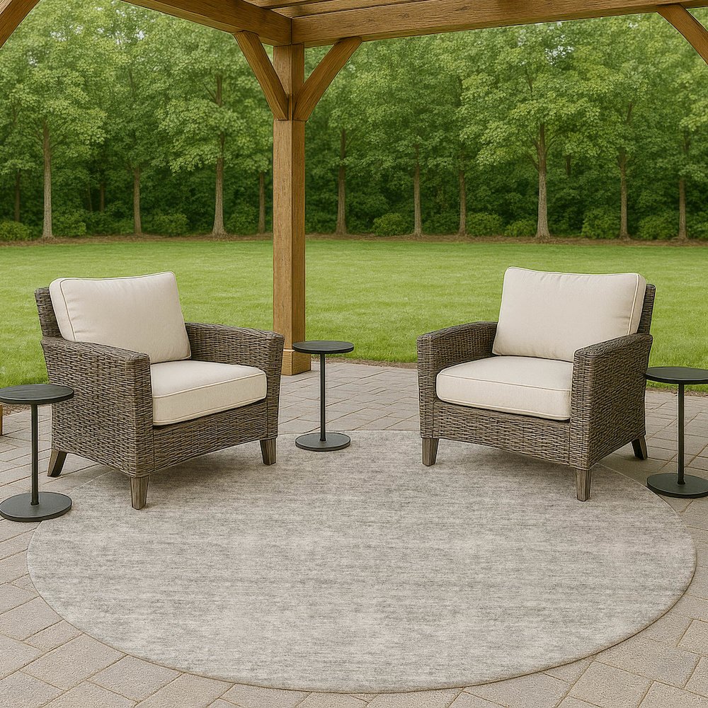 Luxury Washable Indoor/Outdoor Soft Essentials SE1 Gray 8' x 8' Rug