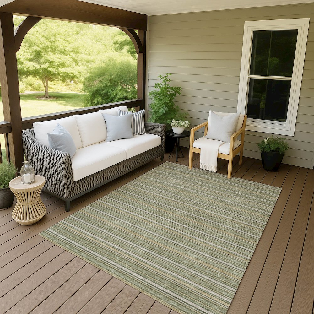 Luxury Washable Indoor/Outdoor Soft Essentials SE2 Green 1'8" x 2'6" Rug
