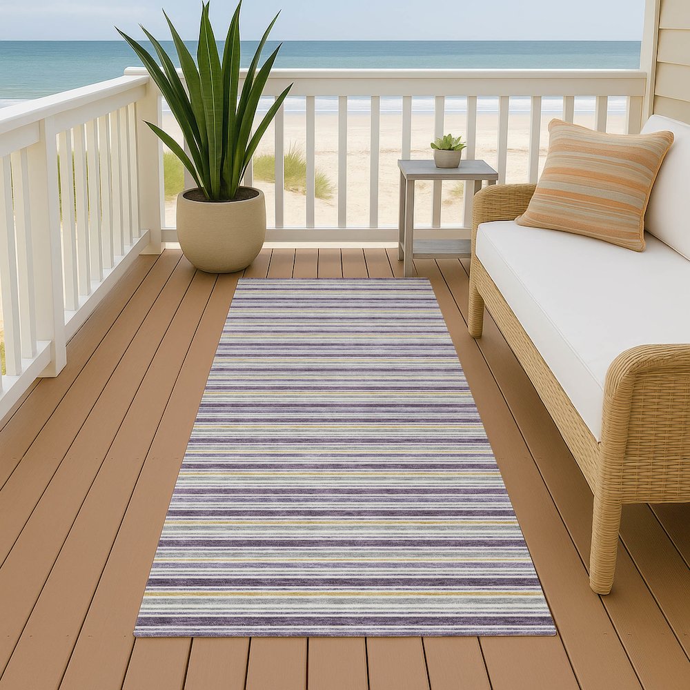 Luxury Washable Indoor/Outdoor Soft Essentials SE2 Purple 2'3" x 7'6" Runner Rug