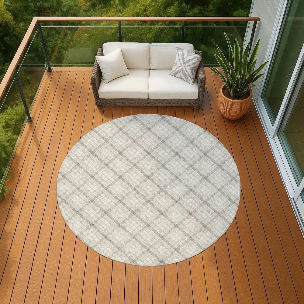 Luxury Washable Indoor/Outdoor Soft Essentials SE3 Ivory 8' x 8' Rug