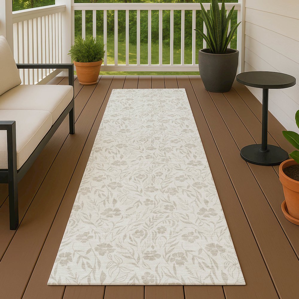 Luxury Washable Indoor/Outdoor Soft Essentials SE4 Ivory 2'3" x 7'6" Runner Rug