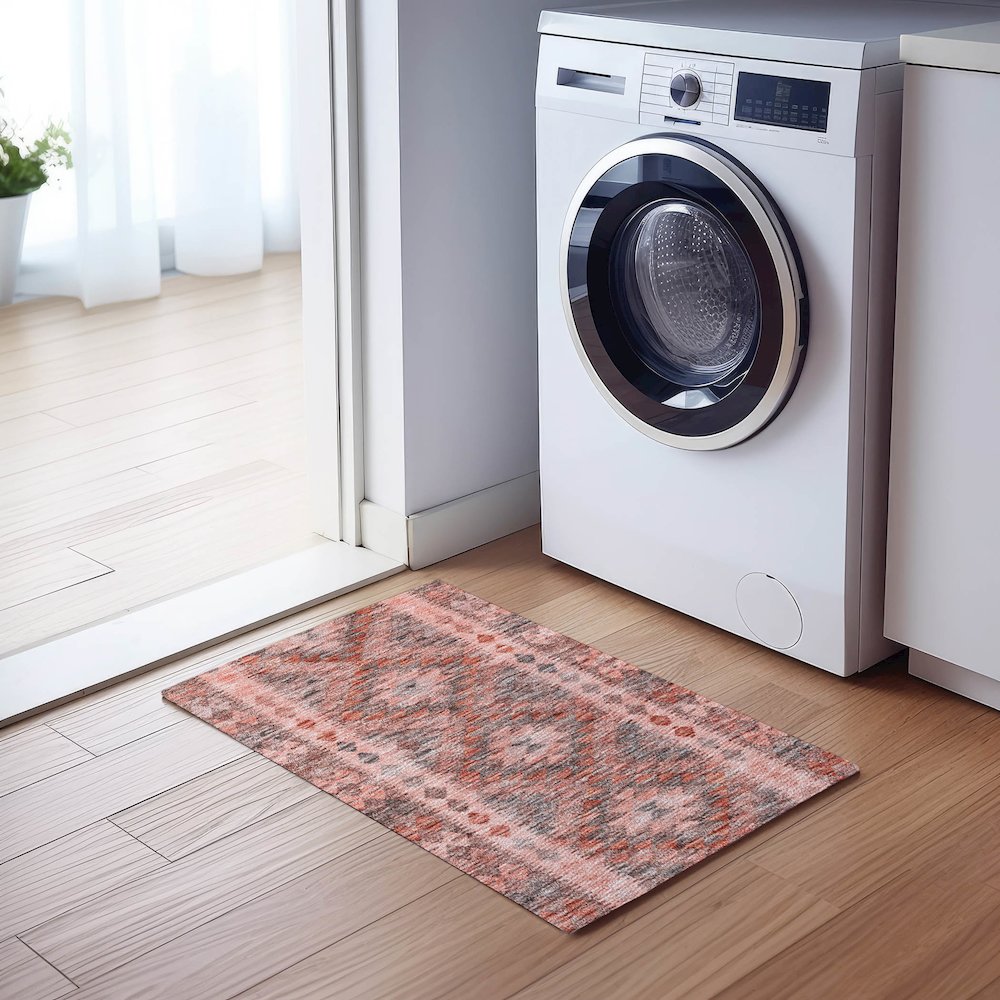 Luxury Washable Indoor/Outdoor Solace Terracotta 1'8" x 2'6" Rug