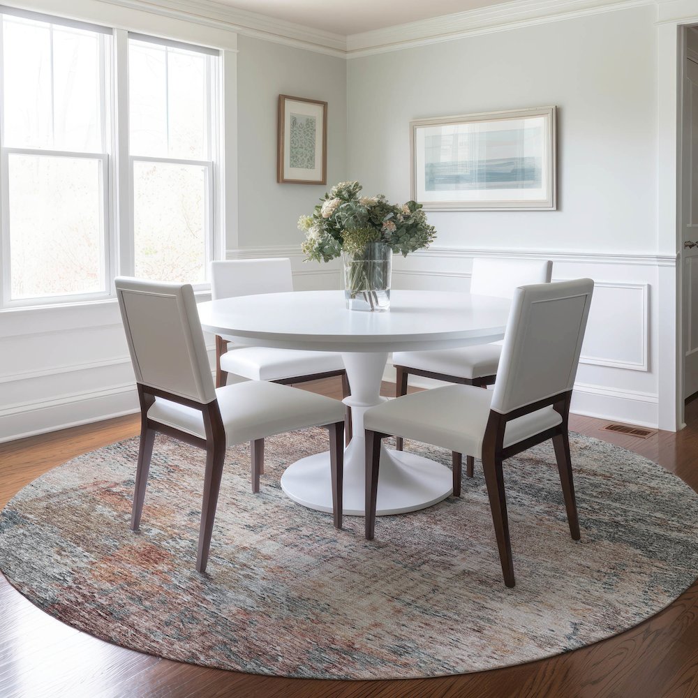 Luxury Washable Indoor/Outdoor Solace Gray 8' x 8' Round Rug