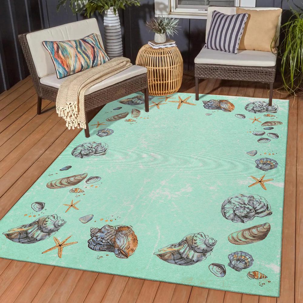 Indoor/Outdoor Seabreeze SZ9 Lagoon Washable 2'6" x 3'10" Rug