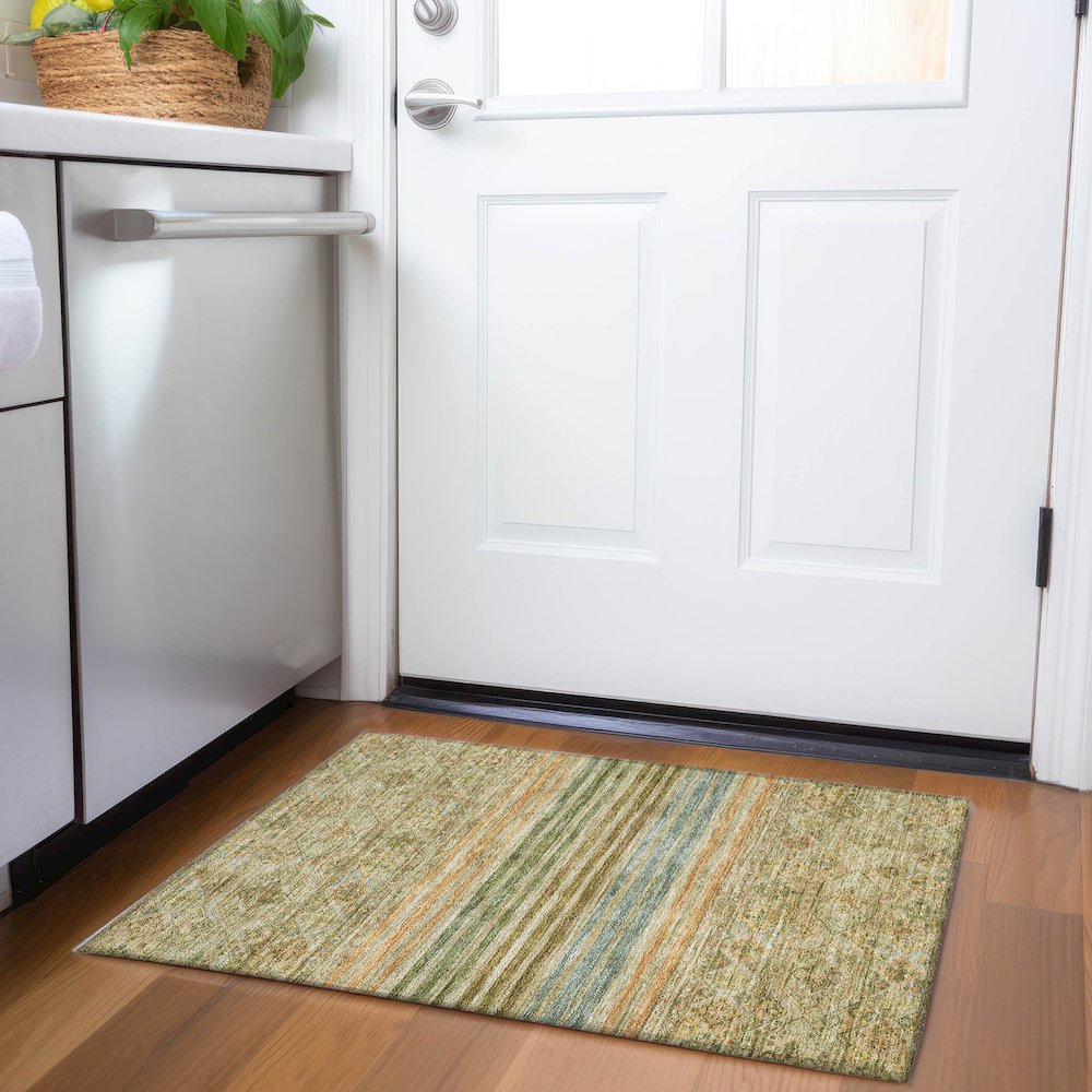Luxury Washable Indoor/Outdoor Tabrook Aloe 1'8" x 2'6" Rug