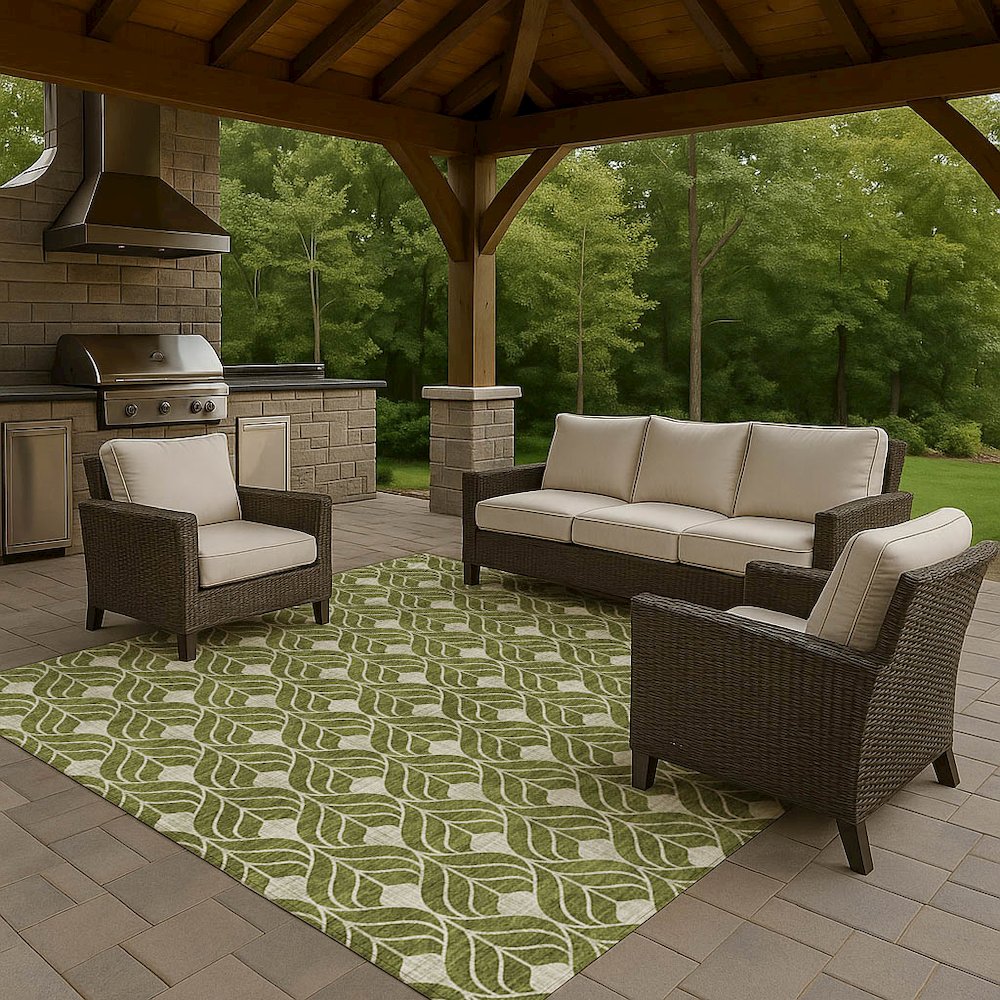 Luxury Washable Indoor/Outdoor The Reserve Olive 2'6" x 3'10" Rug