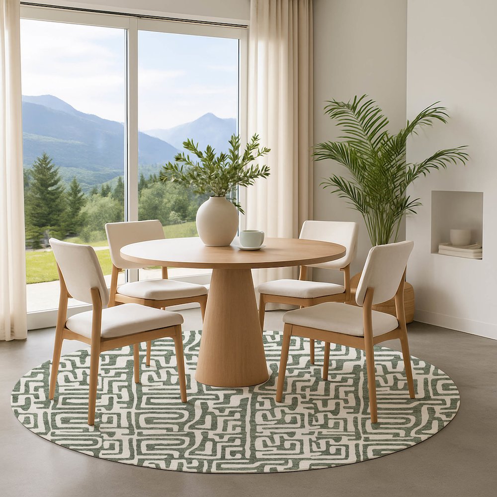 Luxury Washable Indoor/Outdoor The Reserve Basil 8' x 8' Round Rug