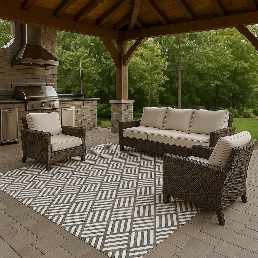 Luxury Washable Indoor/Outdoor The Reserve Charcoal 2'6" x 3'10" Rug