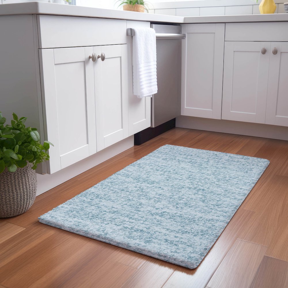 Luxury Washable Voyage VY2 Blue 1'8" x 2'6" Rug