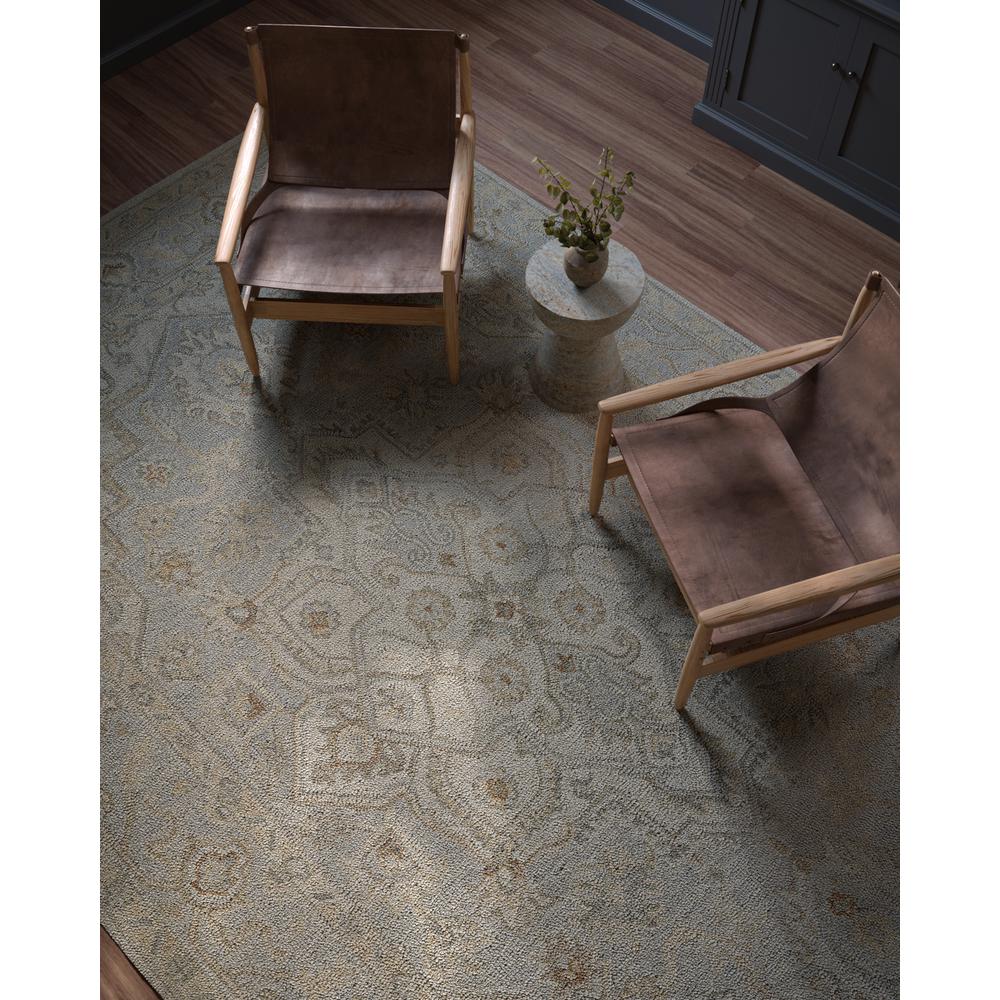 Traditional Rectangle Area Rug, Light Blue, 9' X 12'