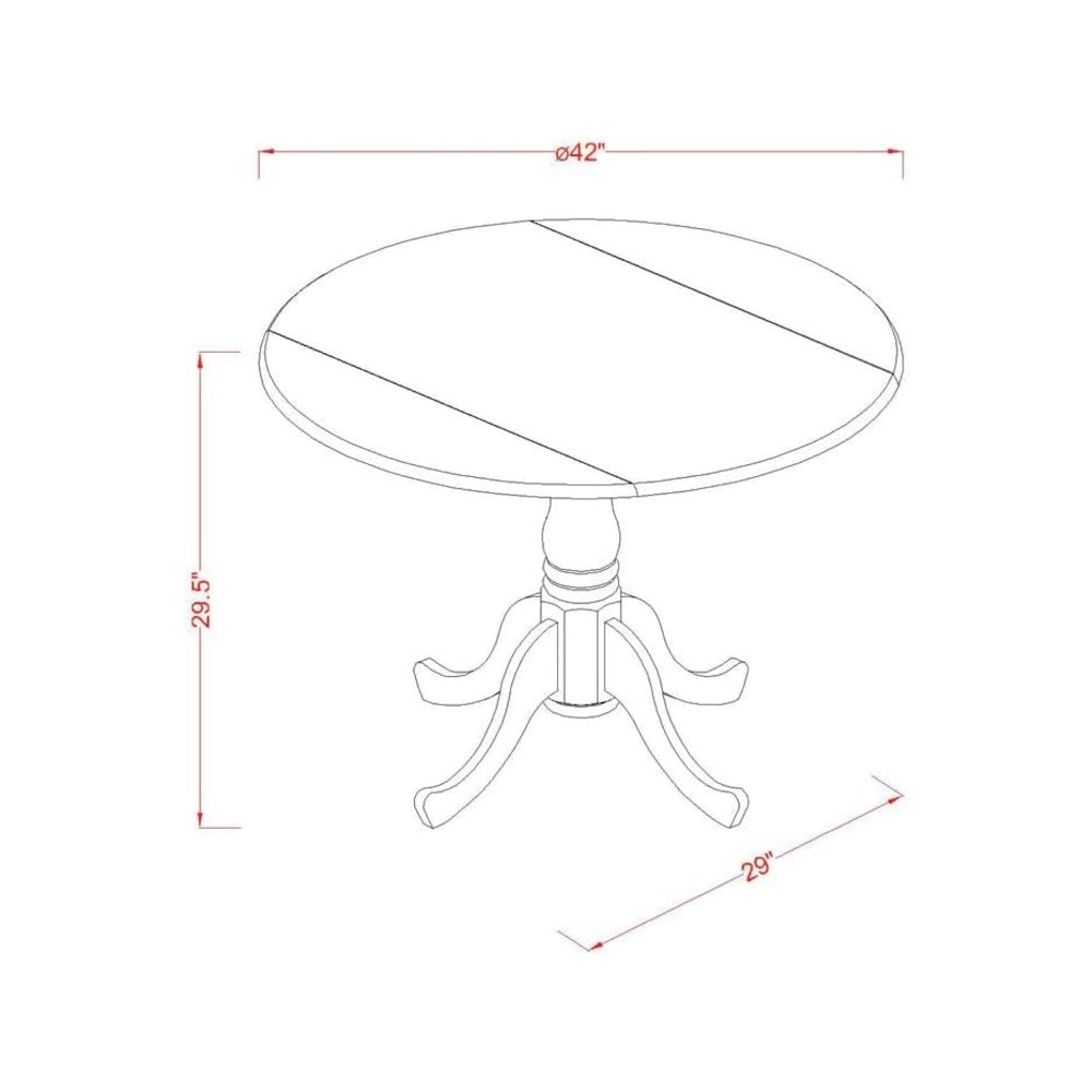 Round Table, Two Drop Leaves, Wirebrushed Black Finish, Solid Wood, 42-Inch