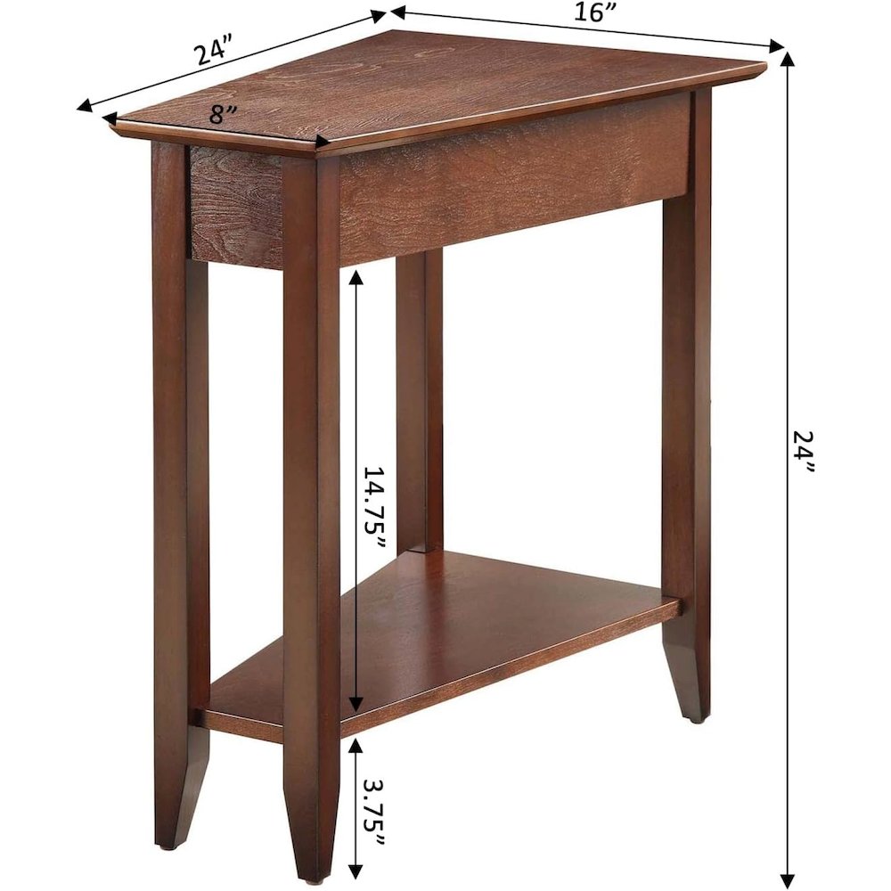 Brown Wedge End Table with MDF Construction, Modern and Practical Design