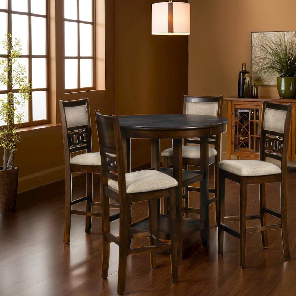 5-Piece Transitional Cherry Wood Dining Set for Elegant Dining Spaces