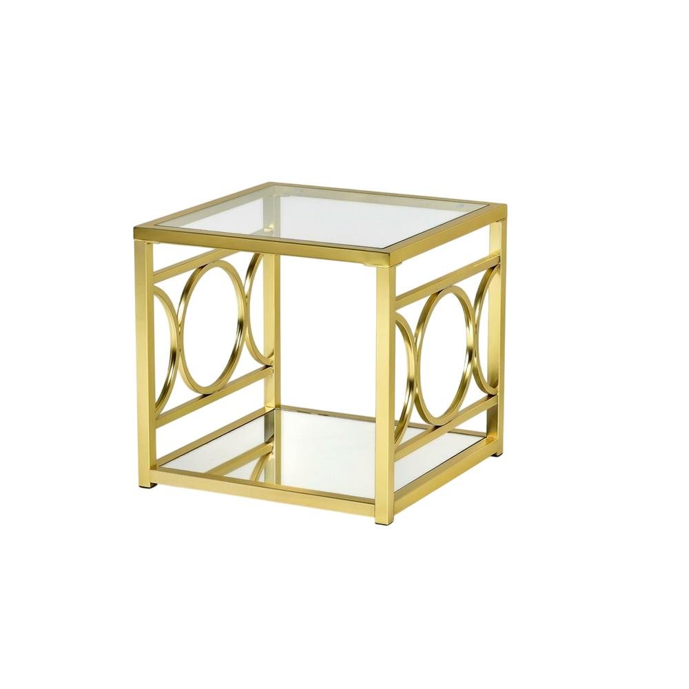 Gold Chrome Finish End Table with Modern Design and Durable Metal Frame