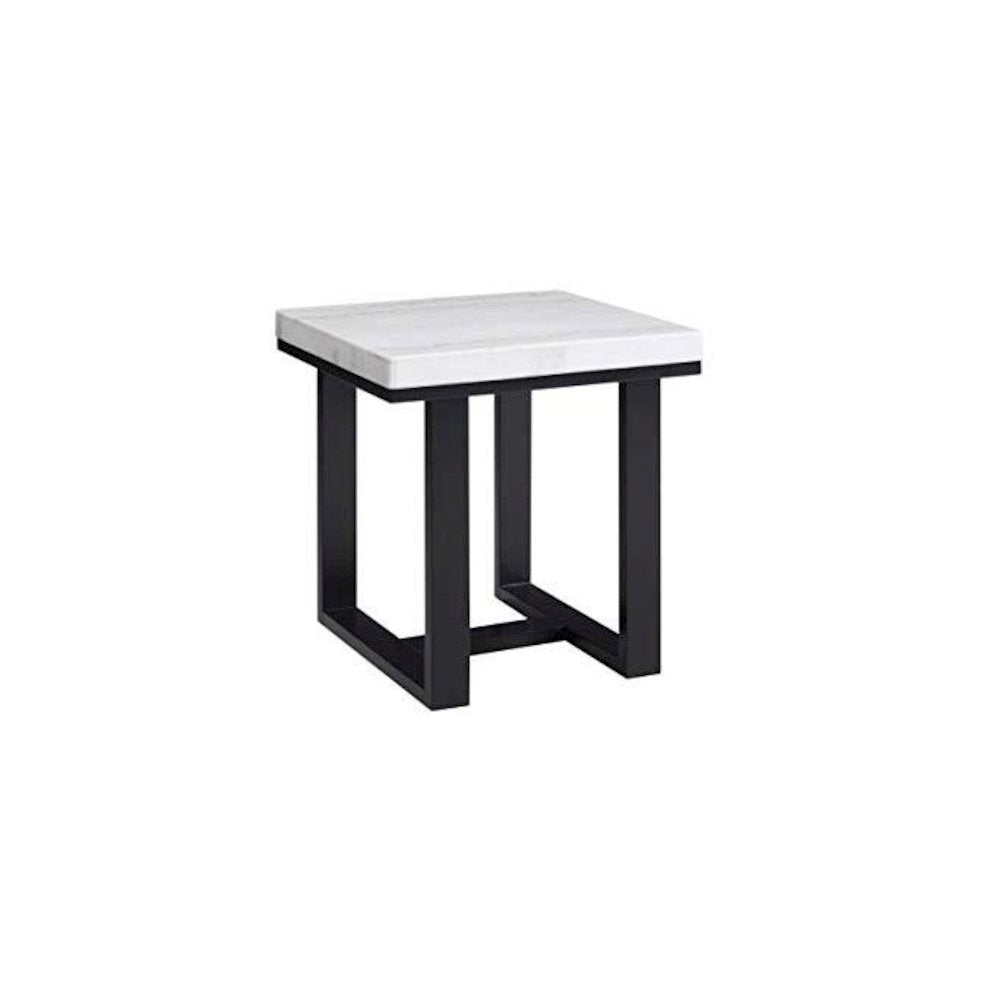 White Marble Top End Table, White marble top/espresso base