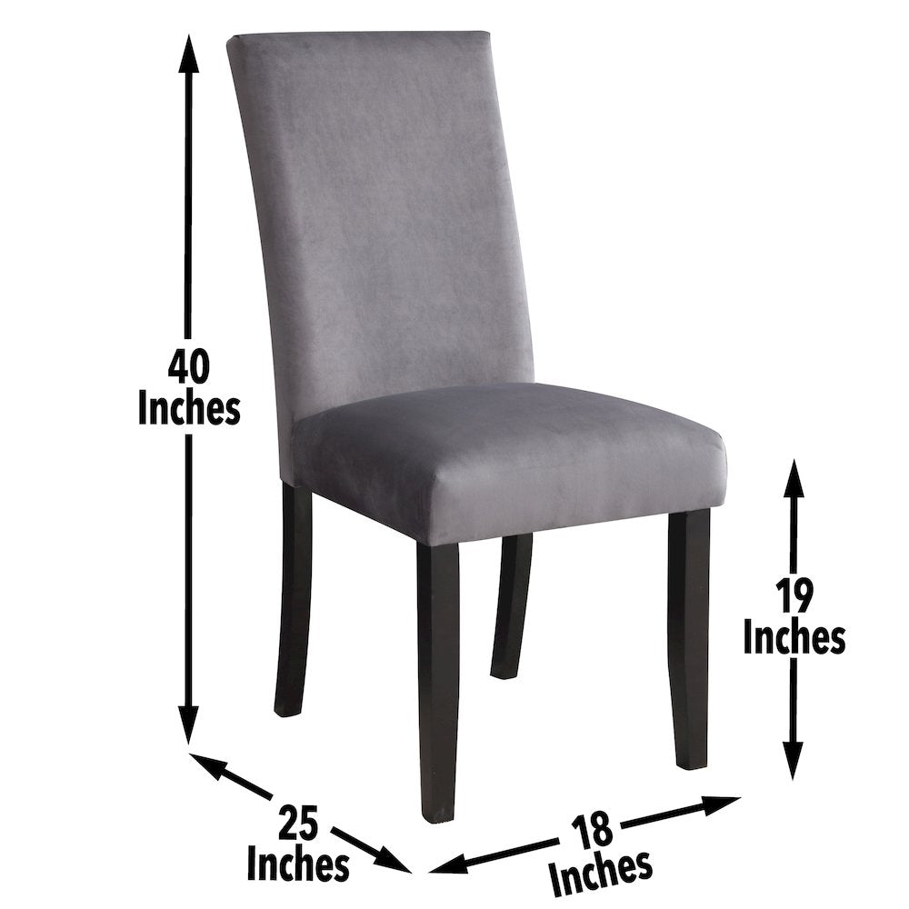 Genuine Marble Top Modern Dining Table and Upholstered Chairs 7 Piece Set, Gray