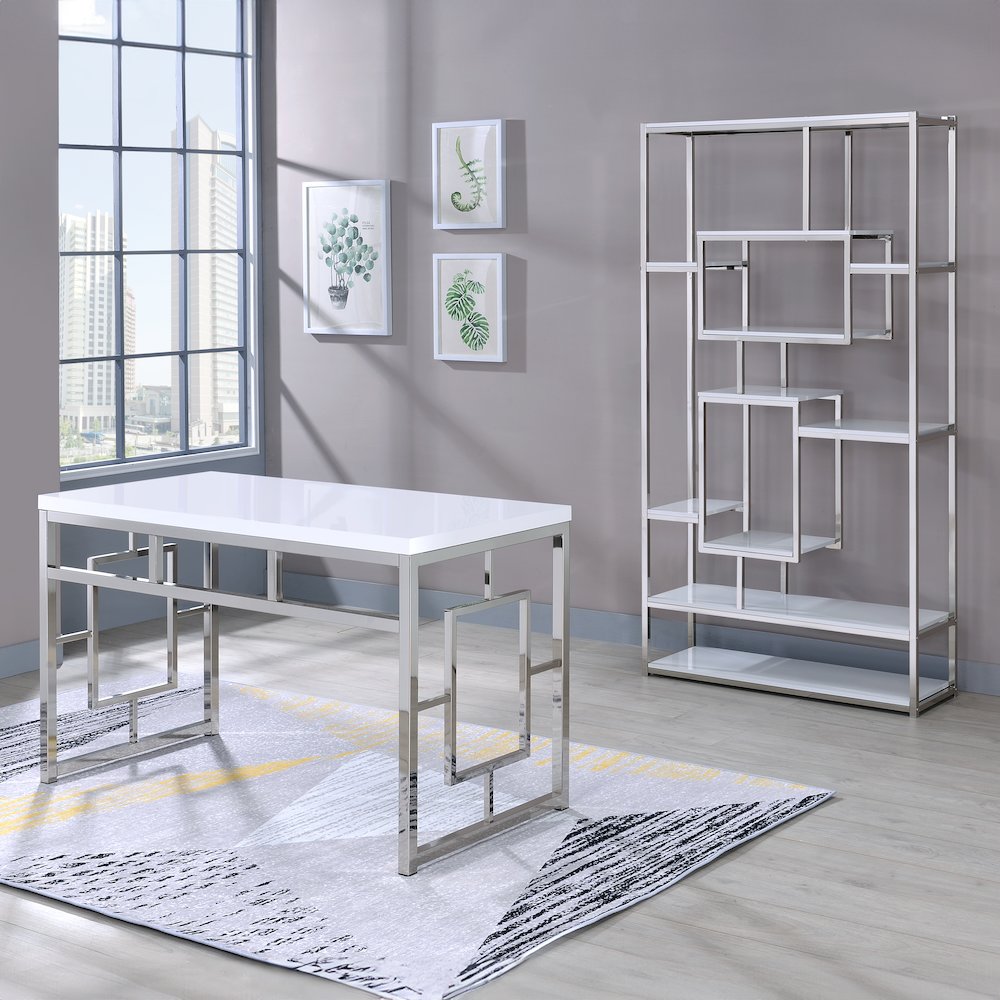 Alize White Bookcase and Desk