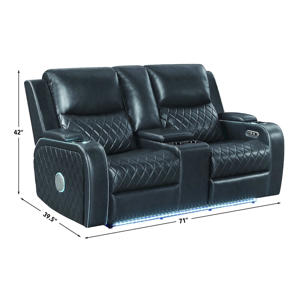 Luna Charcoal Power Console Loveseat