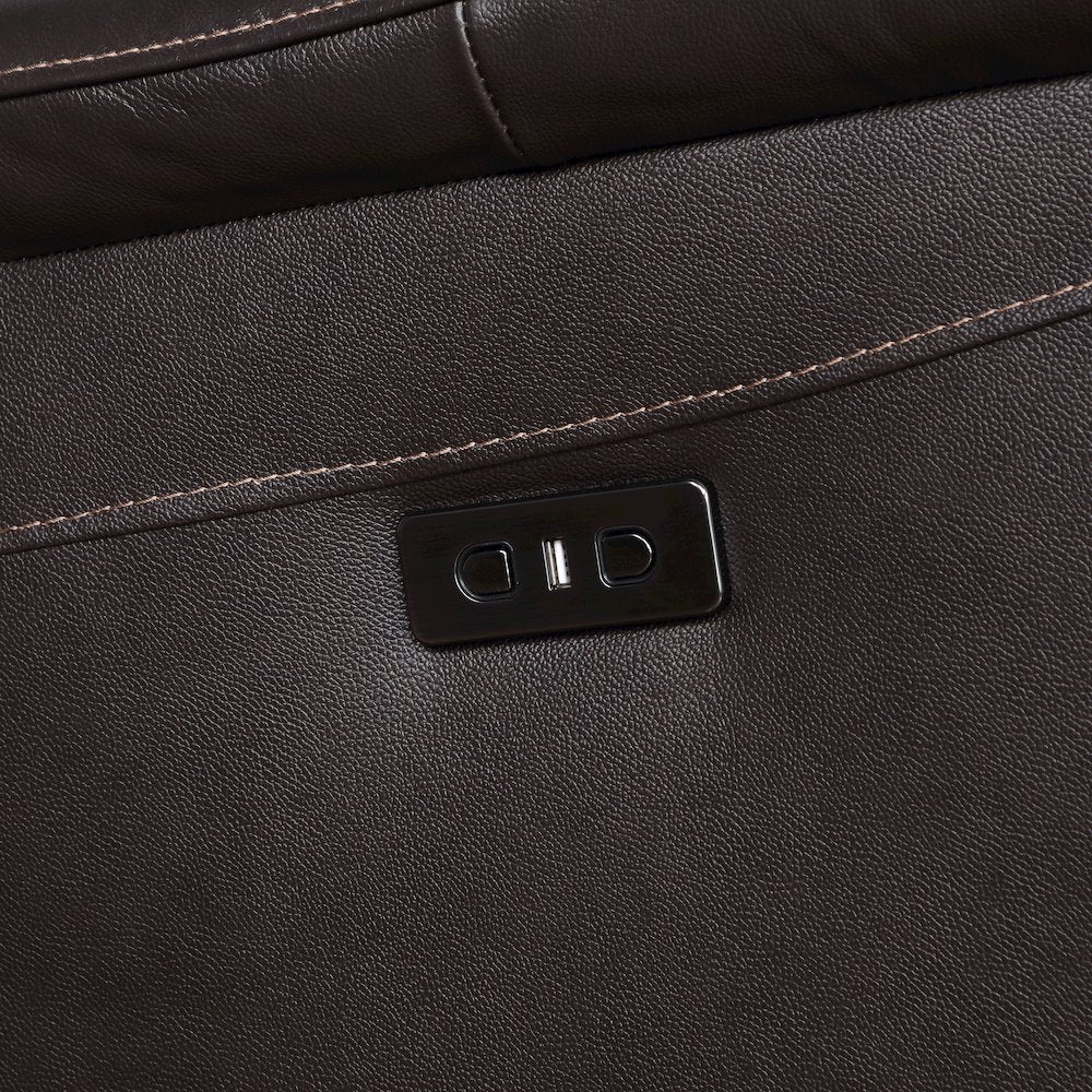 Alexandria 6-Piece Dual-Power Leather Reclining Sectiona, Chocolate