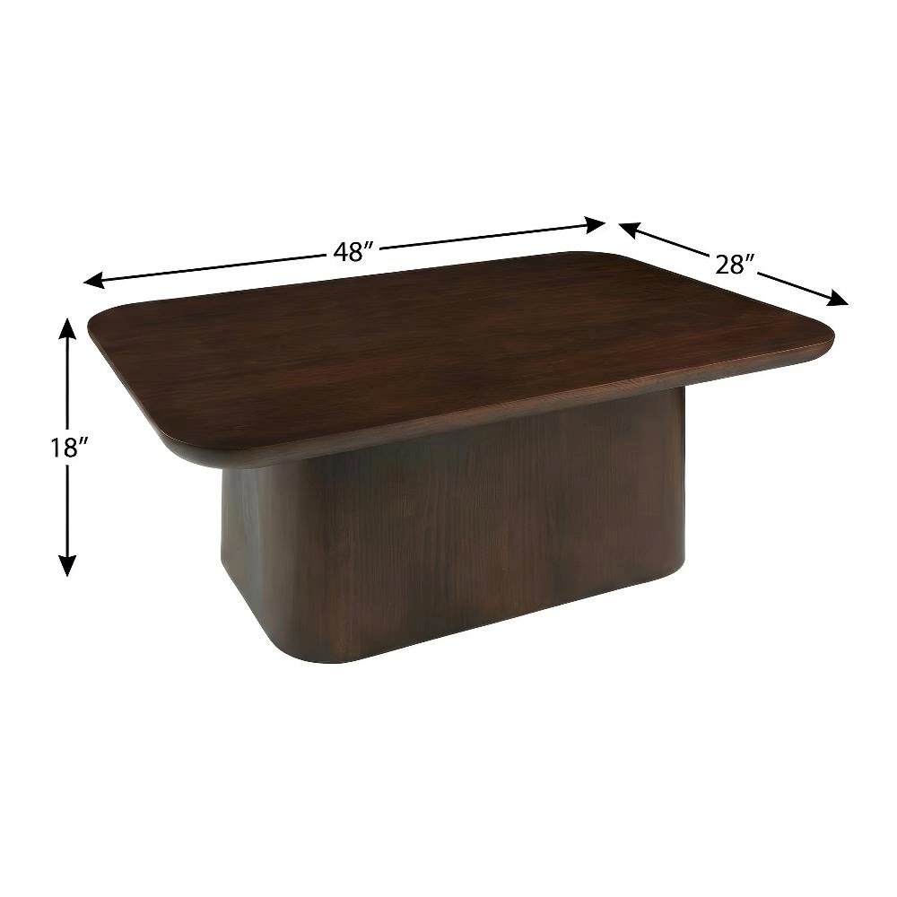 Brown Solid Wood Coffee Table with MDF and Pine Construction