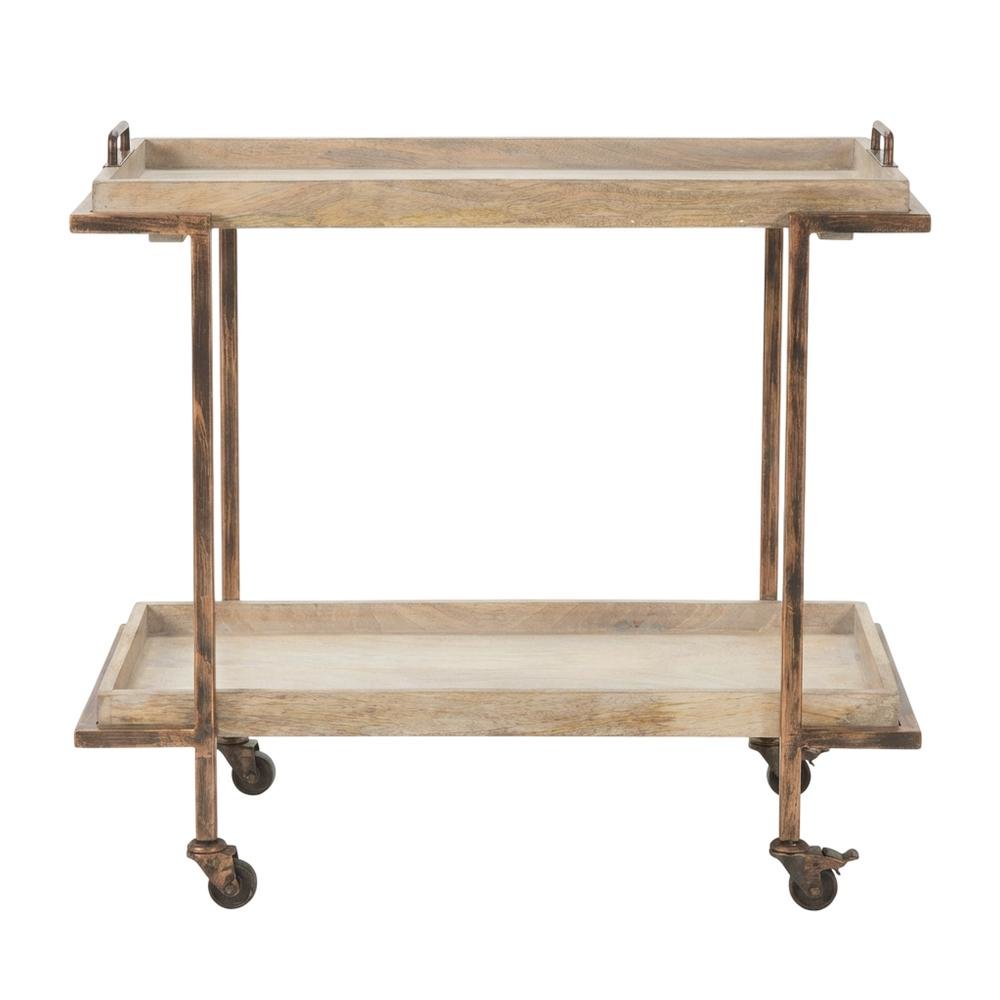 Light Distressed Finish Serving Cart with Ample Storage and Sturdy Construction