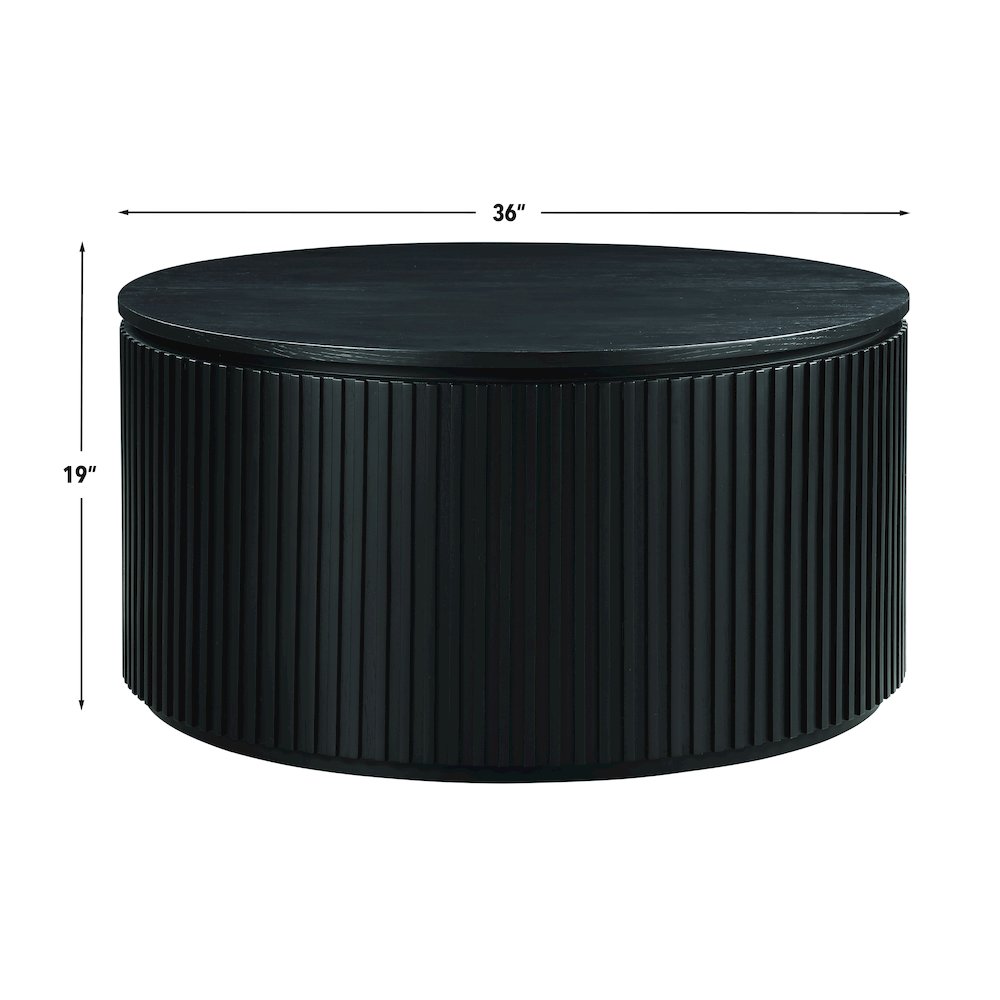 Colvin 36" Round Coffee Table with Casters, Black Finish
