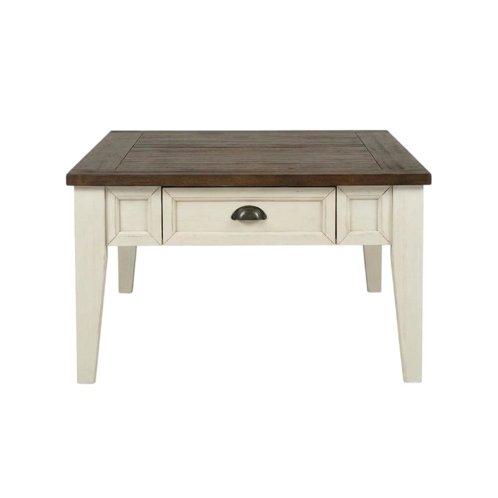 Dark Oak and White Cocktail Table with Modern Design and Sturdy Construction