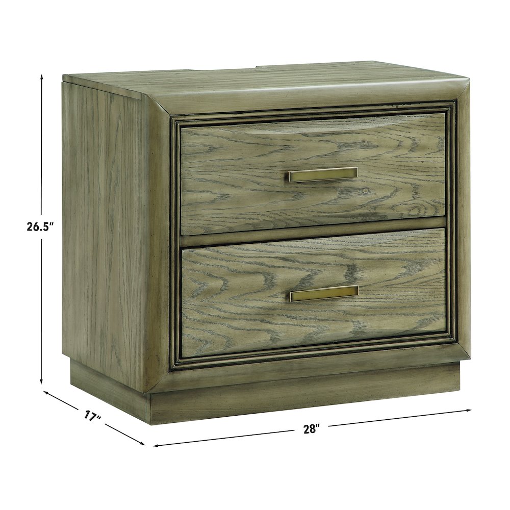 2-Drawer NightstandExpertly crafted from oak veneers, solid Asian hardwoods