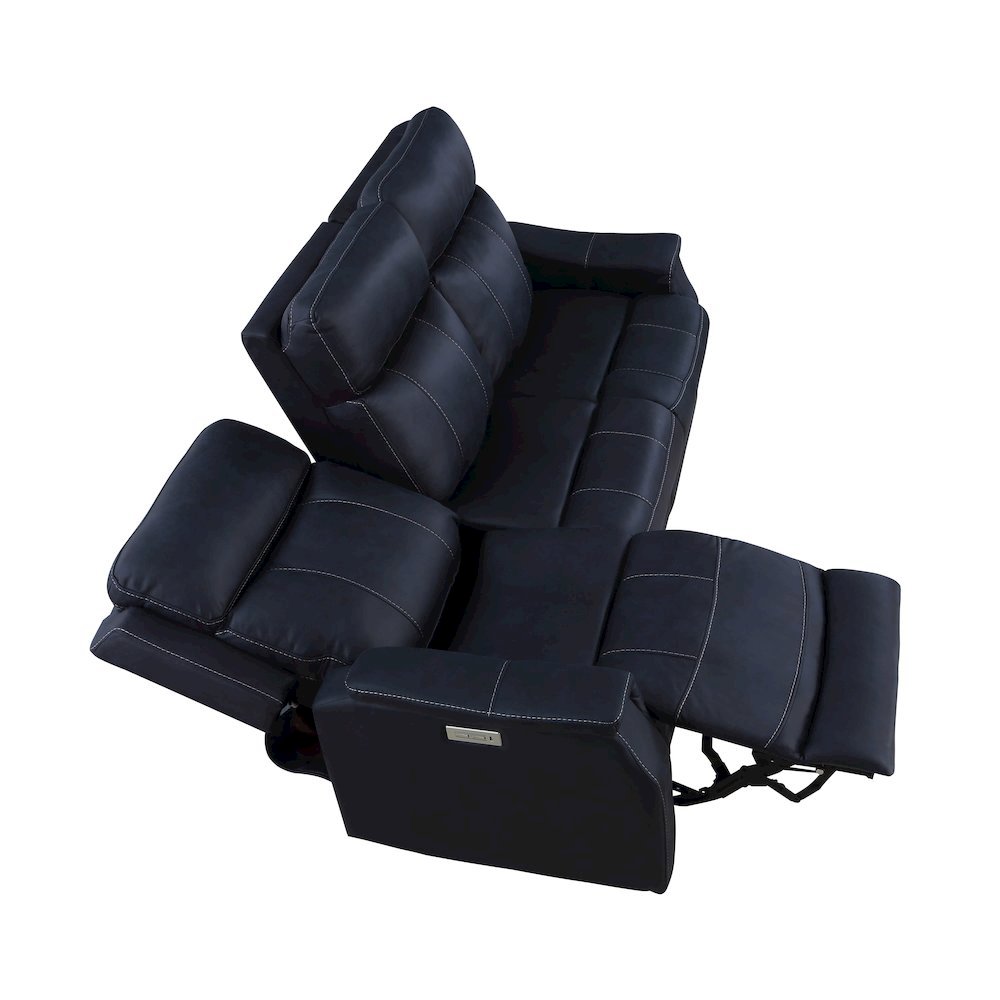 Ocean Blue Power Reclining Couch – 3 Seat Sofa with Dual Power and USB