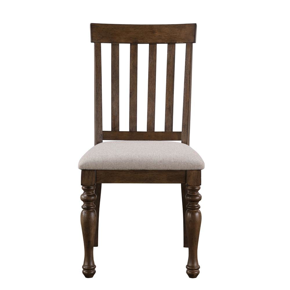 Brown Dining Chair Set of 2 - Farmhouse Dining Chairs with Gray Upholstery