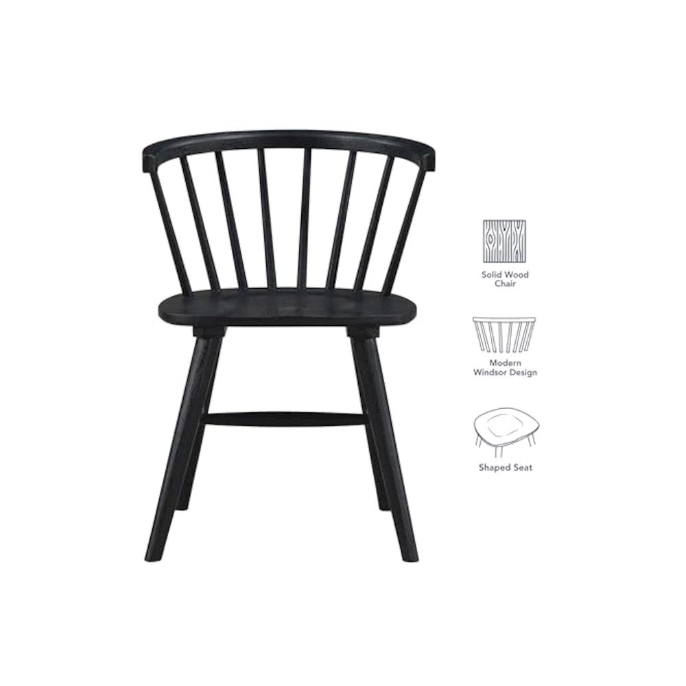 Willow Solid Wood Dining Chair, Black