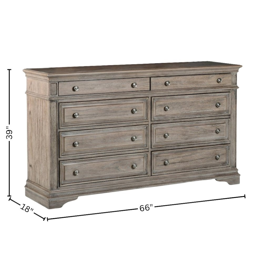 Distressed Driftwood Colored Dresser for Bedroom - Solid Wood Frame