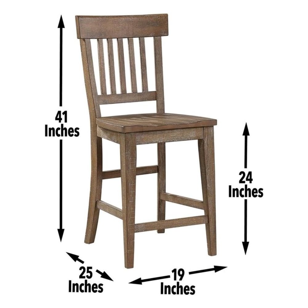 Counter Height Dining Set, Rustic Pine, Two Extension Leaves, 7 Pieces