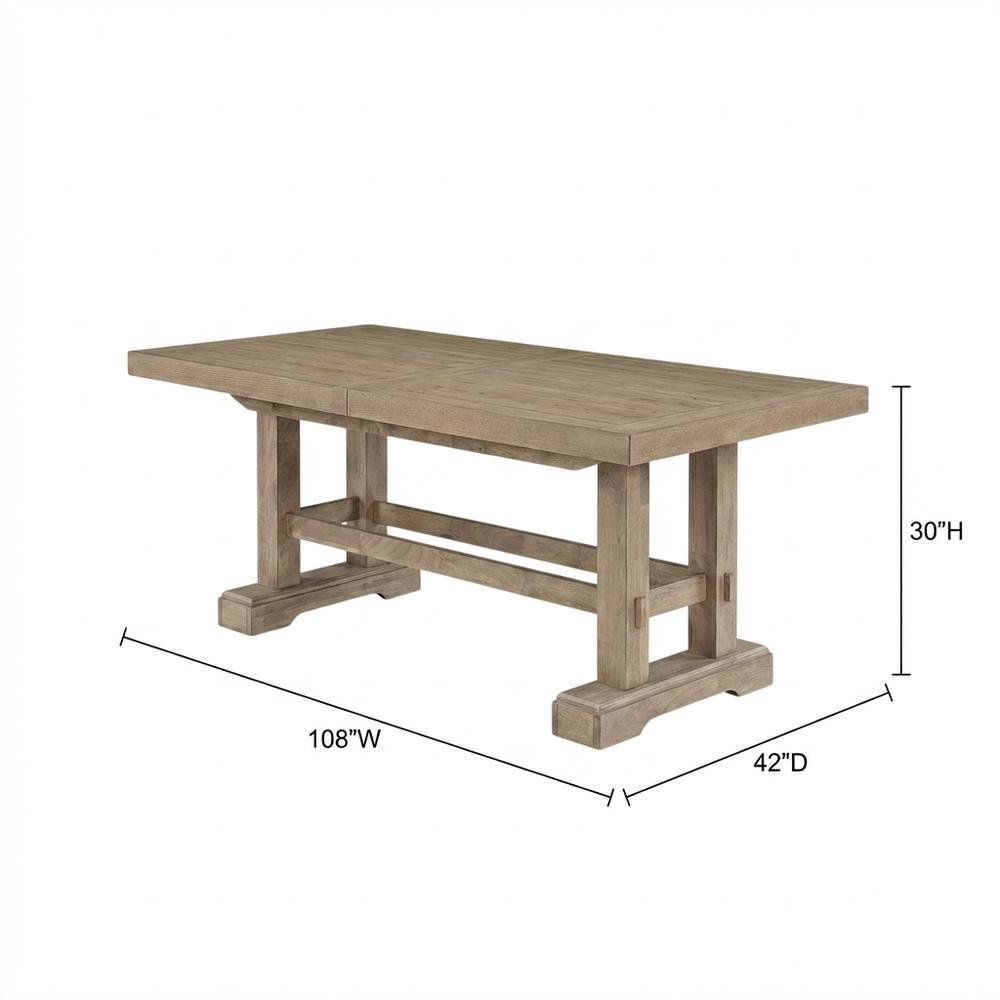 Sand Rectangular Dining Table, Double Pedestal, Extension Leaves, Seats 10