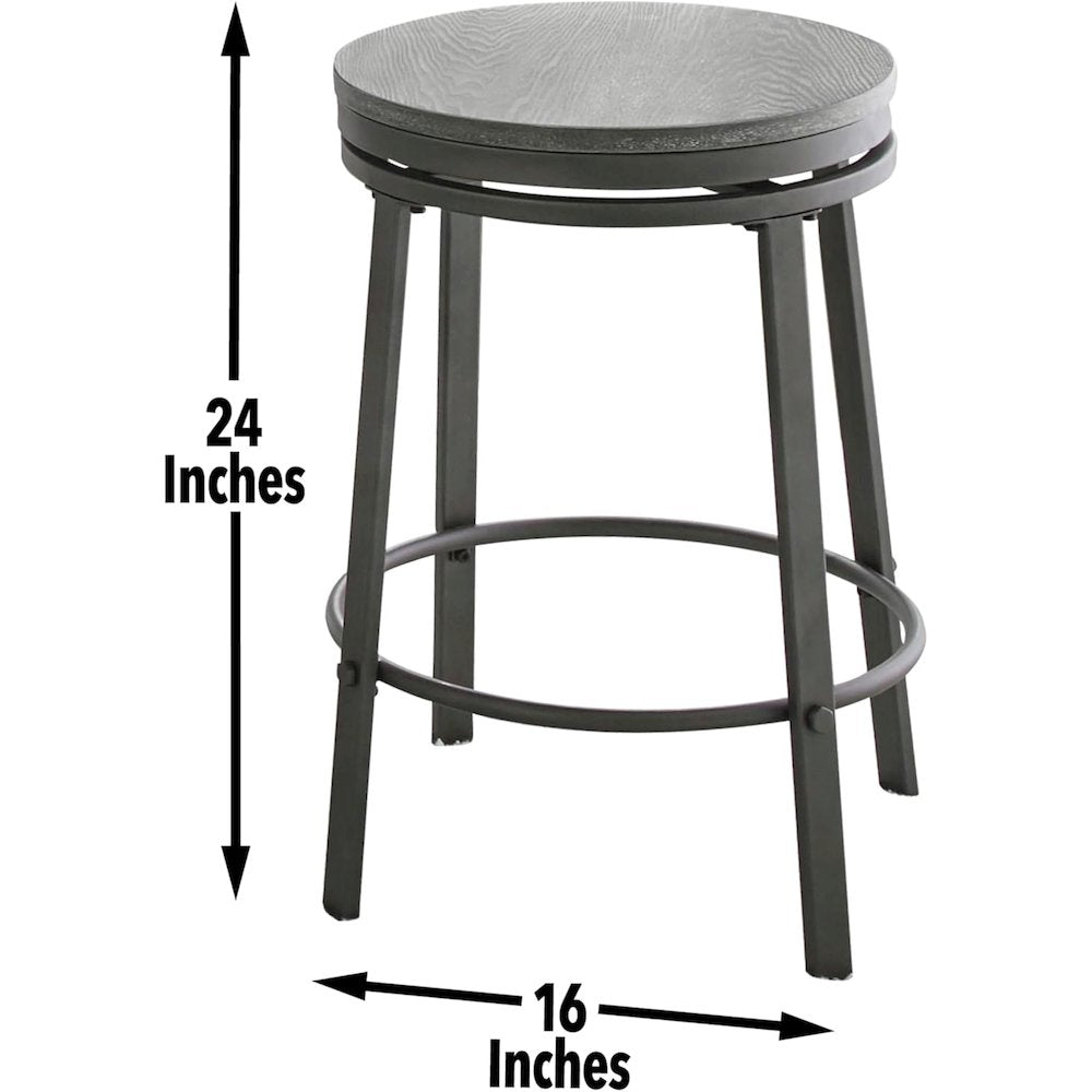 Swivel Backless Stools, Asian Ash Veneers, Compact Design, Set of 2