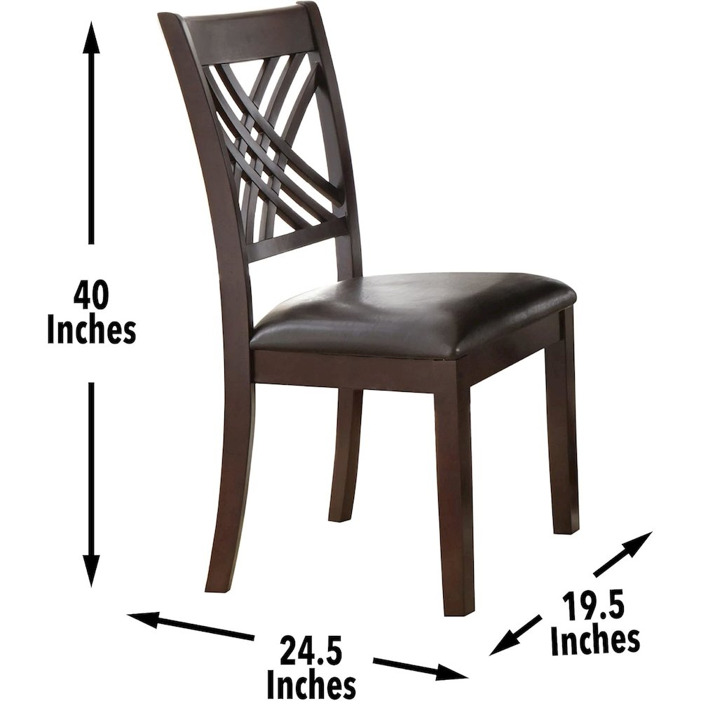 Dining Side Chairs, Designer X Back, Faux Leather Seat, Set of 2