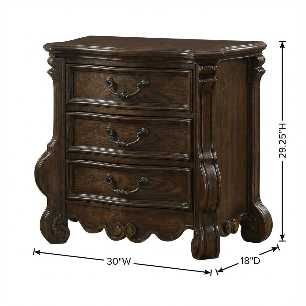 Wooden Nightstand in Warm Oak Finish with Spacious Storage Drawer, Sleek Design