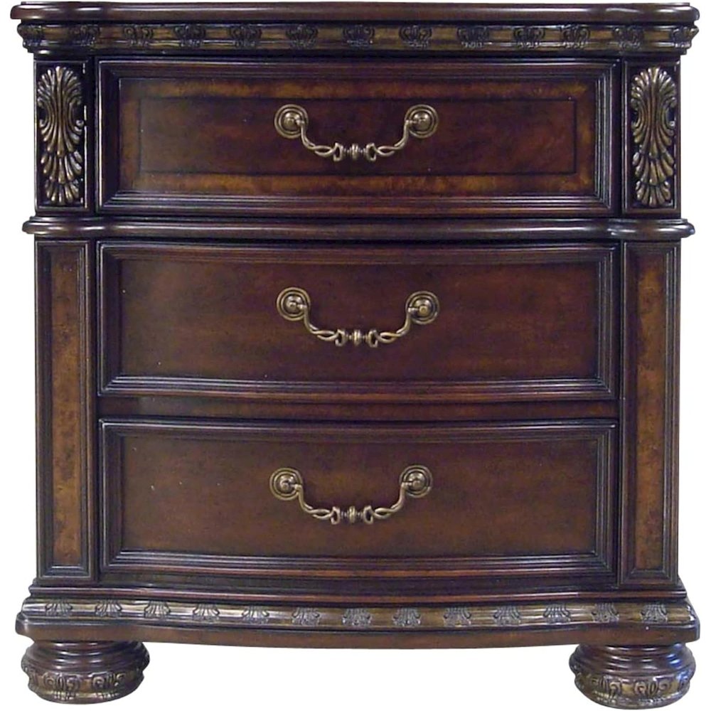Cherry Nightstand 3 Drawer Dark Wood Dresser Wood Chest of Drawers