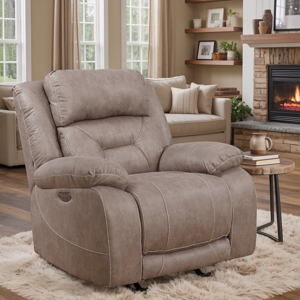 Power Glider Recliner – Plush Upholstery, Lay Flat Comfort, USB Charging