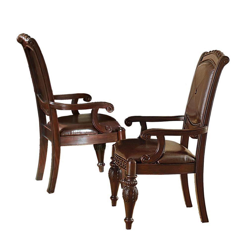 Arm Chairs- Set of 2, Multi-Step hand applied glazed finish in a warm brown cherry