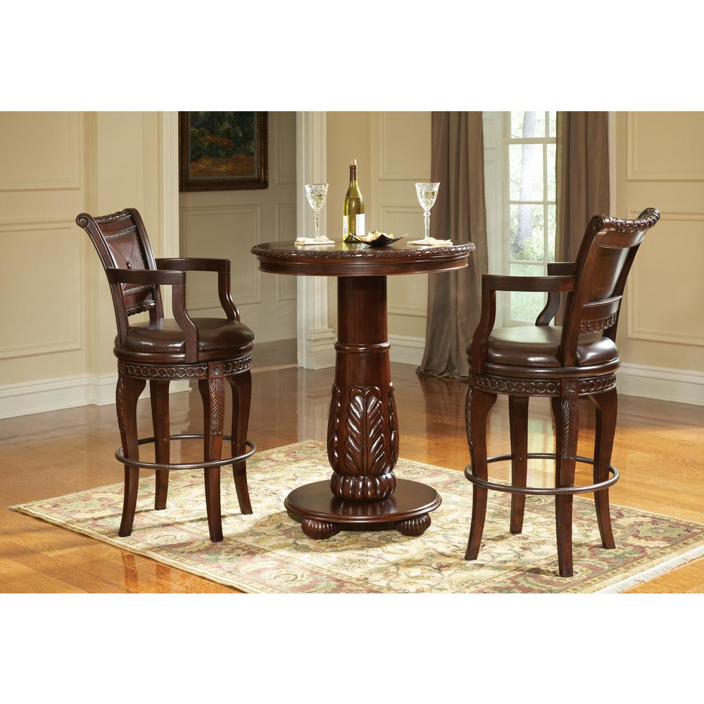 Swivel Bar Chairs- Set of 2, Multi-Step hand applied glazed finish in a warm brown cherry