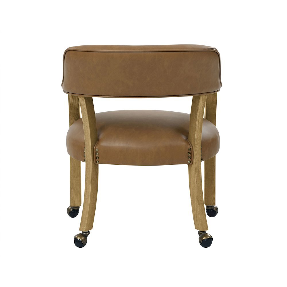 Camel Colored Captains Armchair with Rolling Casters