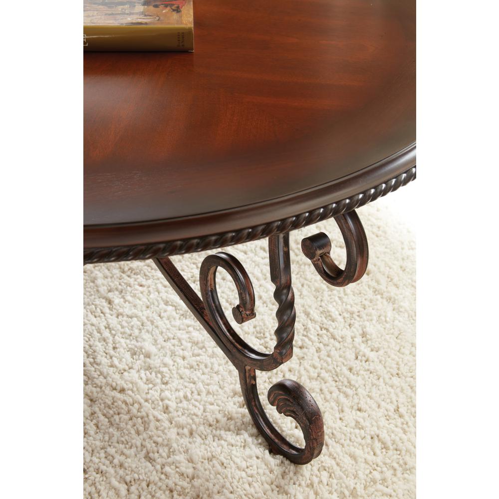 Cocktail Table, Dark cherry finish with hand applied burnish