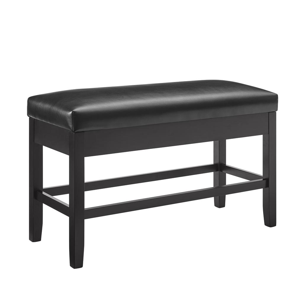 Counter Bench with storage, Ebony finish/Black seat