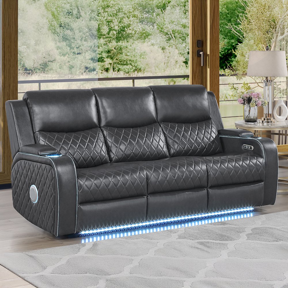 Luna Charcoal Power Sofa