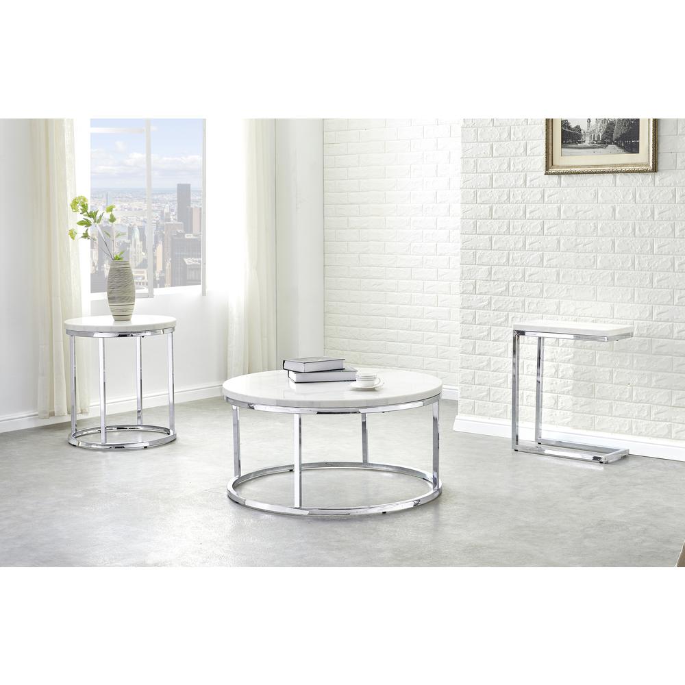 Echo White Marble Top Round