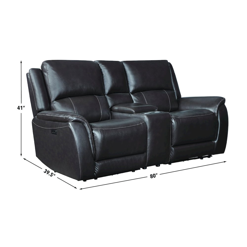 Alexandria Power Leather Reclining Conso