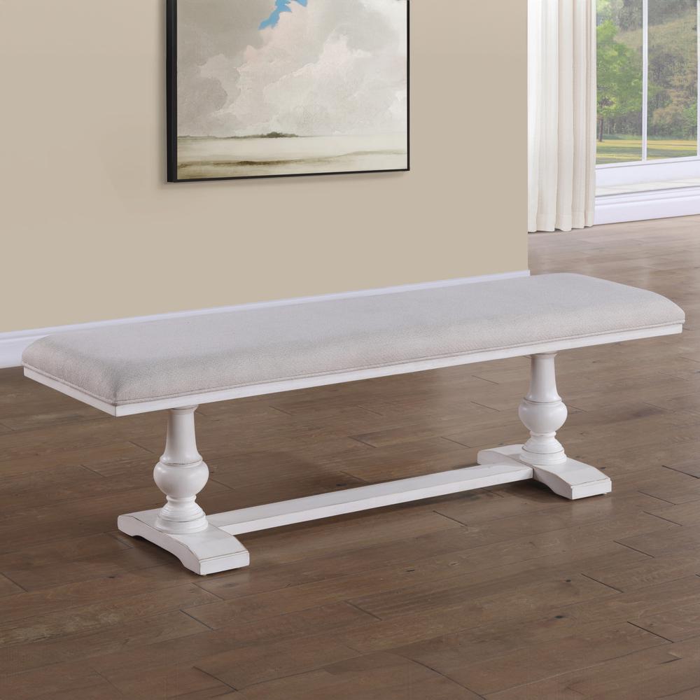 Warren 60" Upholstered Bench, White