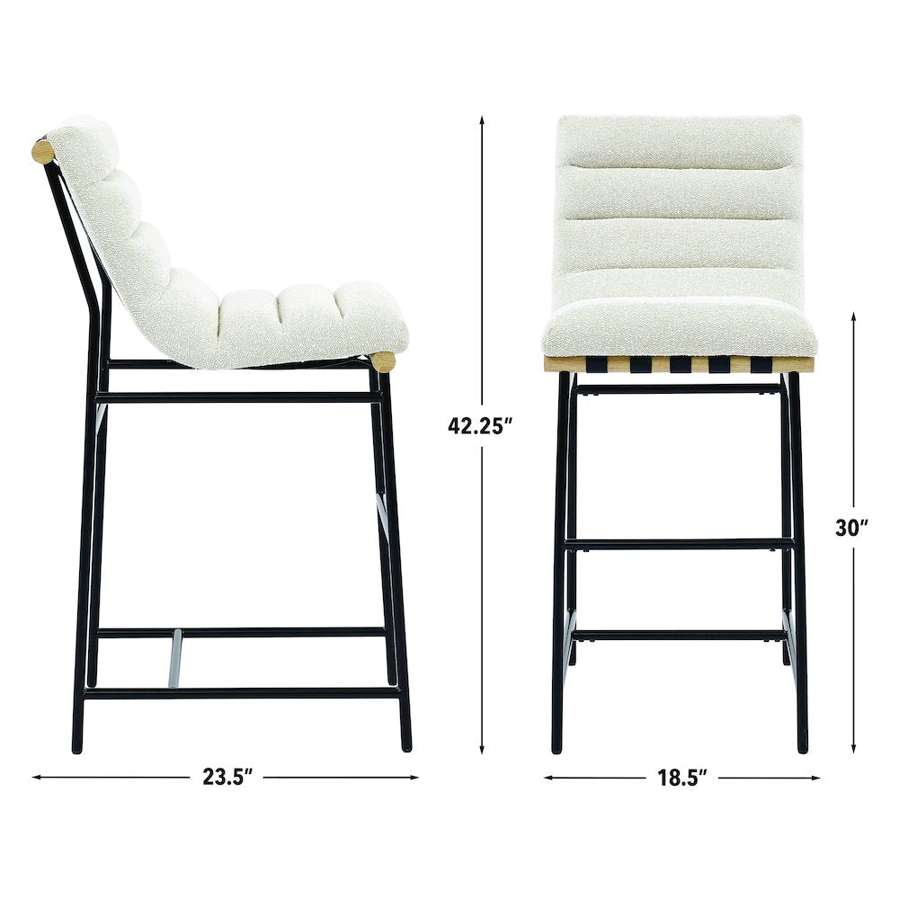 Nicco Eggshell Polyester 30" Bar Stool with Black Iron Base