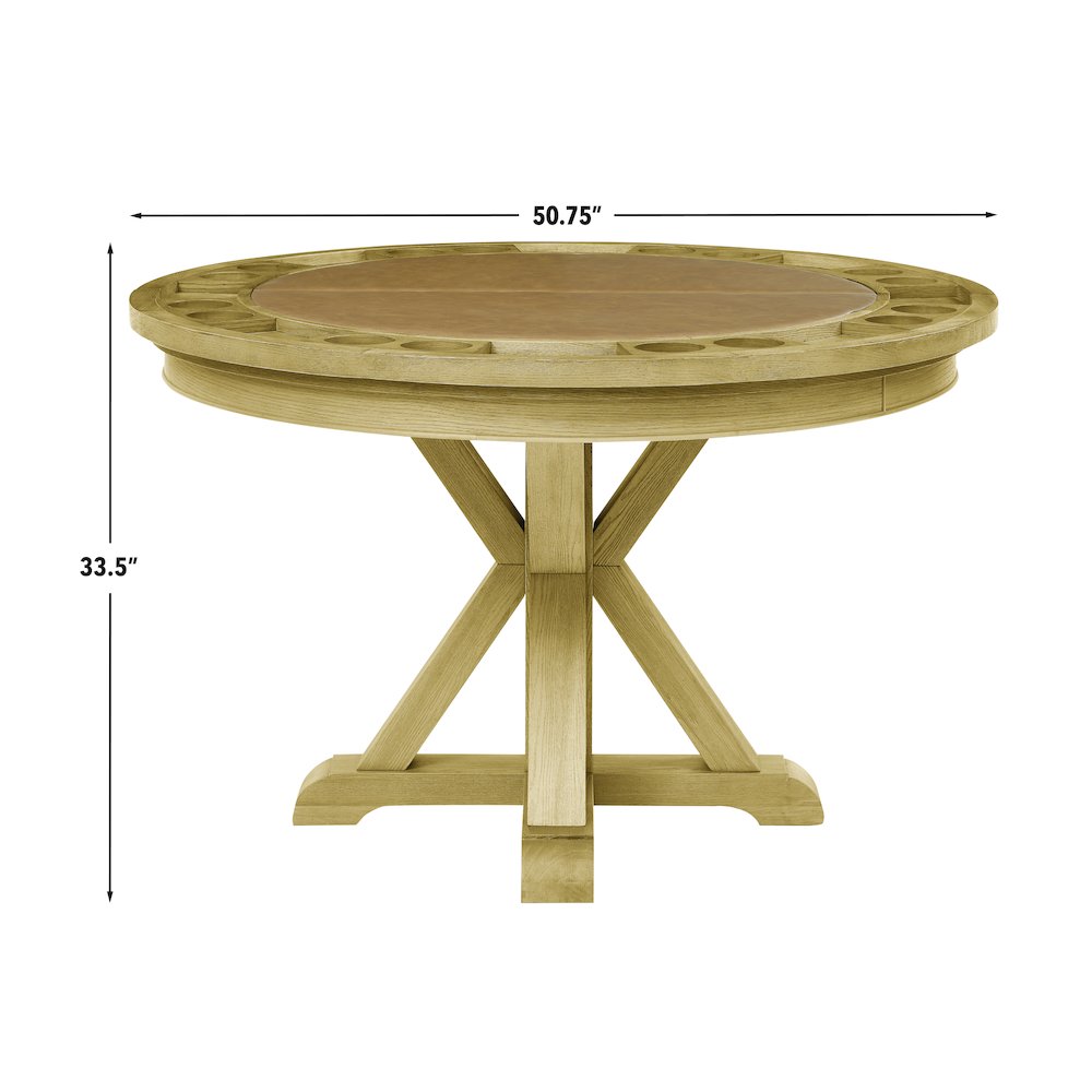 Rylie Dining Table with Game Top, Natural Finish